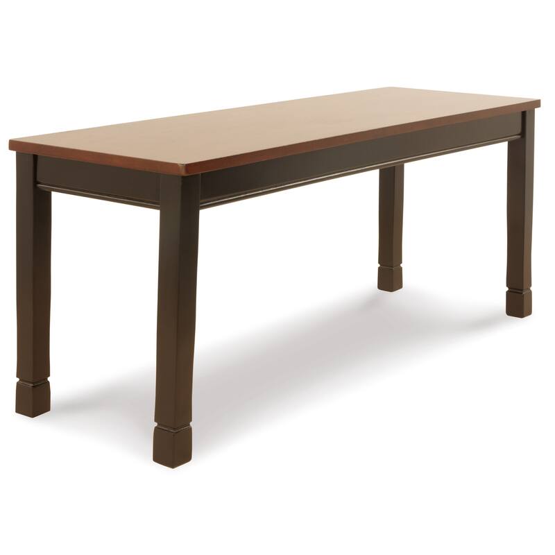 Vilo Dining Bench, 42 Inch, Rich Brown Wood Seat, Black Tapered Legs