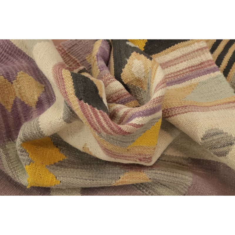 Hand Woven Oriental 100% Wool Carpet Southwestern Modern Multi-Colored Kilim Runner Rug - 9' 7'' X 2' 8''