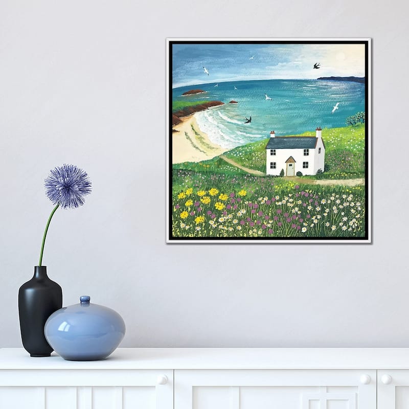 iCanvas "Seaside Cottage" by Jo Grundy Framed Canvas Print
