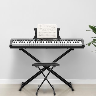 61 Key Keyboard Piano, Protable Electric Semi-Weighted Piano Keyboard for Beginner/Professional(with stand, stool)