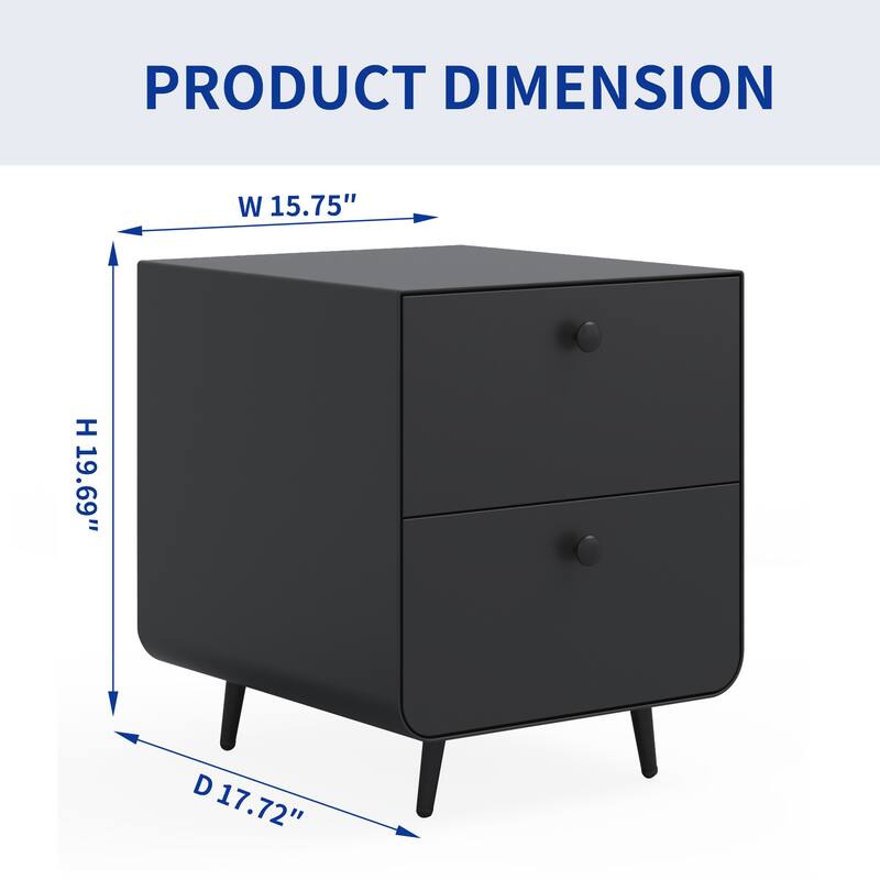 Modern Steel Nightstand Storage Cabinet with 2 Drawers for Living Room,Bedroom