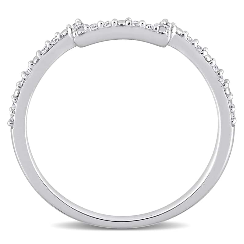 Miadora 1/10ct TDW Diamond Contour Stackable Wedding Band in 14k White Gold