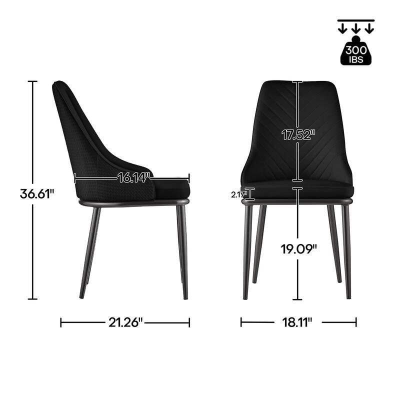 Faux Leather Upholstered Dining Chairs with Woven Back, Set of 2 - 18.11"W x 21.26"D x 36.61"H
