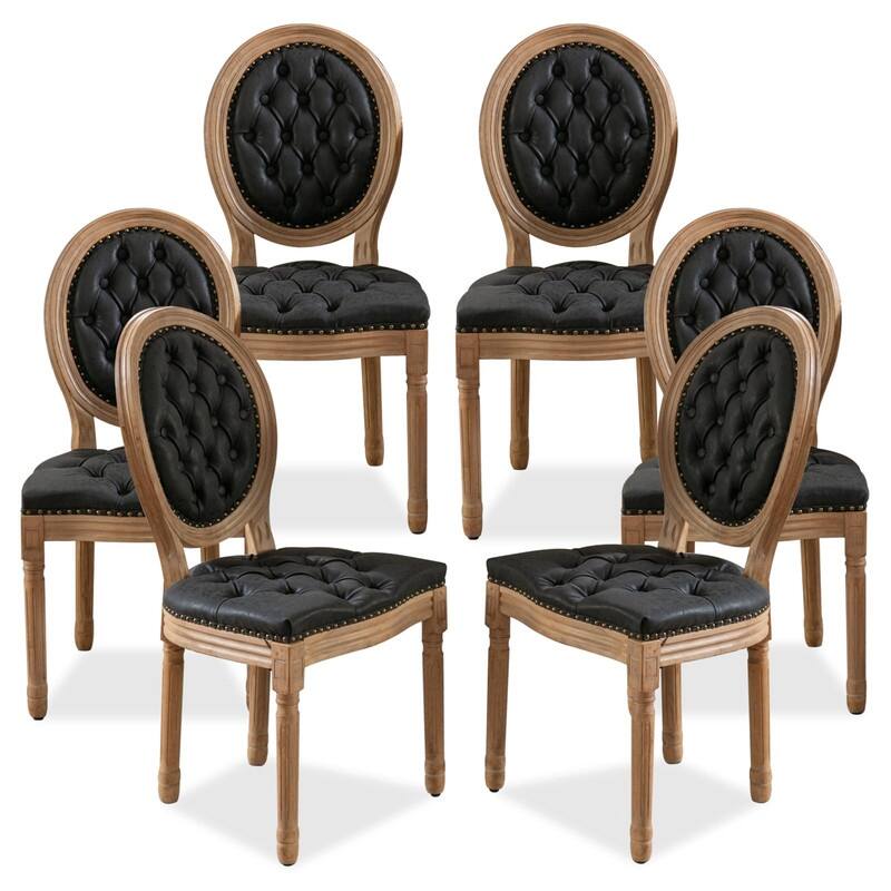 Upholstered French Style Nailhead Dining Chairs(Set of 6)