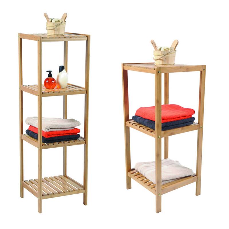 Bath MultiUse Shelving Unit Tower 4 or 3 Shelves Ecobio Bamboo On
