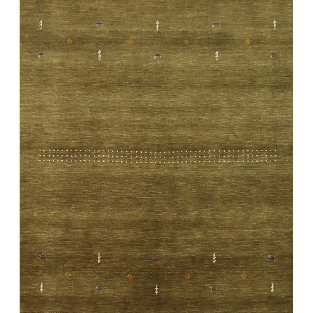 Hand Knotted Oriental 100% Wool Carpet Tribal Animal Pictorial Green Gabbeh Area Rug - 5' 10'' X 5' 11''