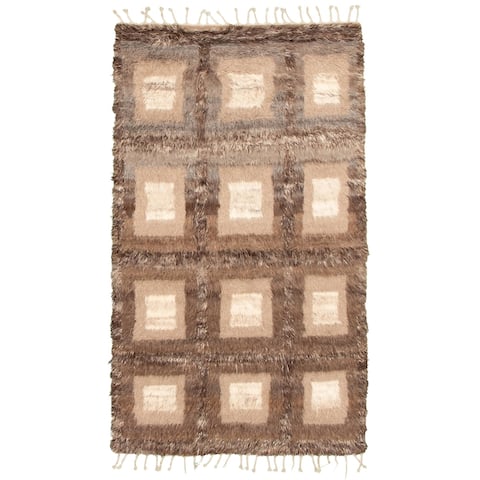 ECARPETGALLERY Hand-knotted Tangier Taupe Wool Rug - 4'11 x 8'2