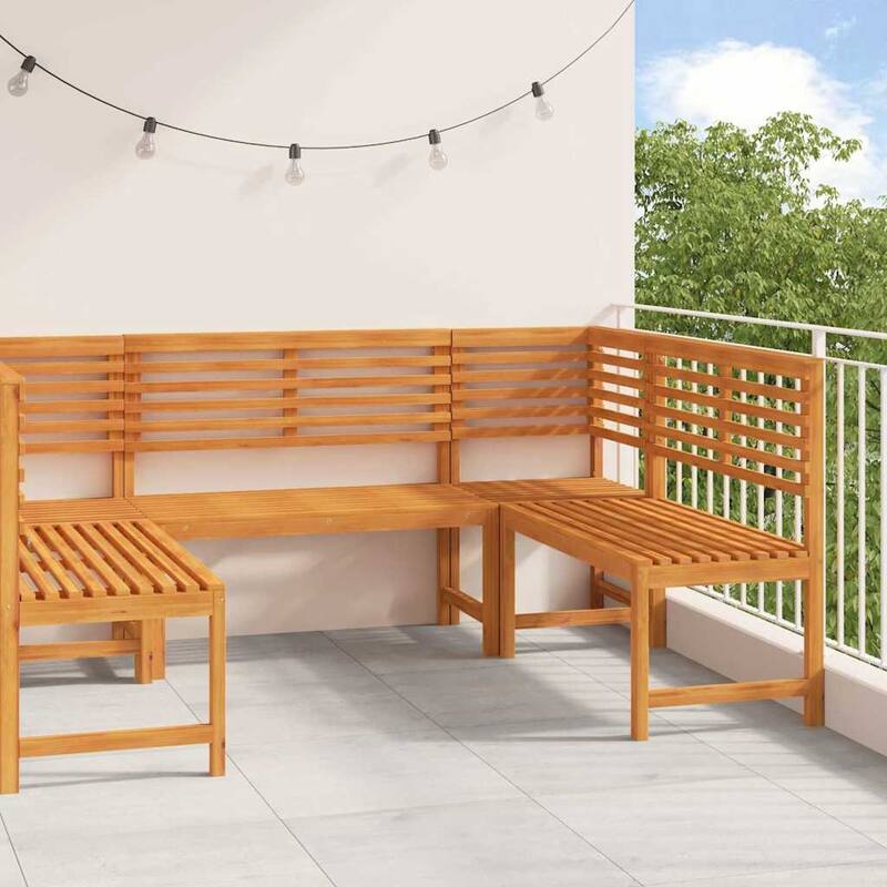 vidaXL Garden Bench Set Brown solid acacia wood - 20 x 35 x 30 - Brown-3 benches + 2 chairs - Form (2)