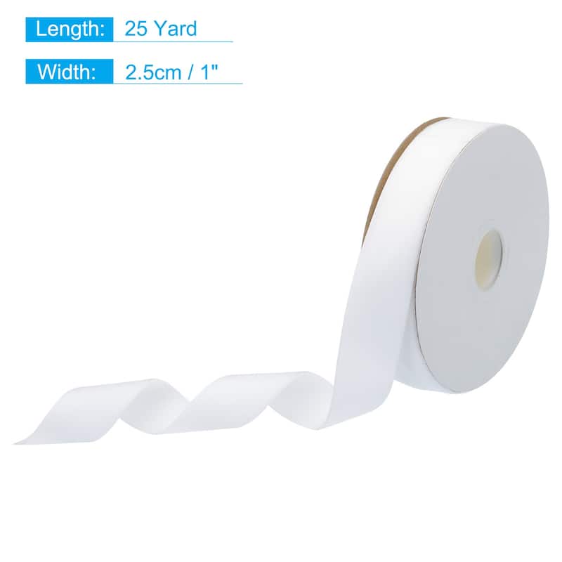Velvet Ribbon Single Face Spool Silky for Gift Wrapping Bow Decoration - White - 1 Inch x 25 Yard