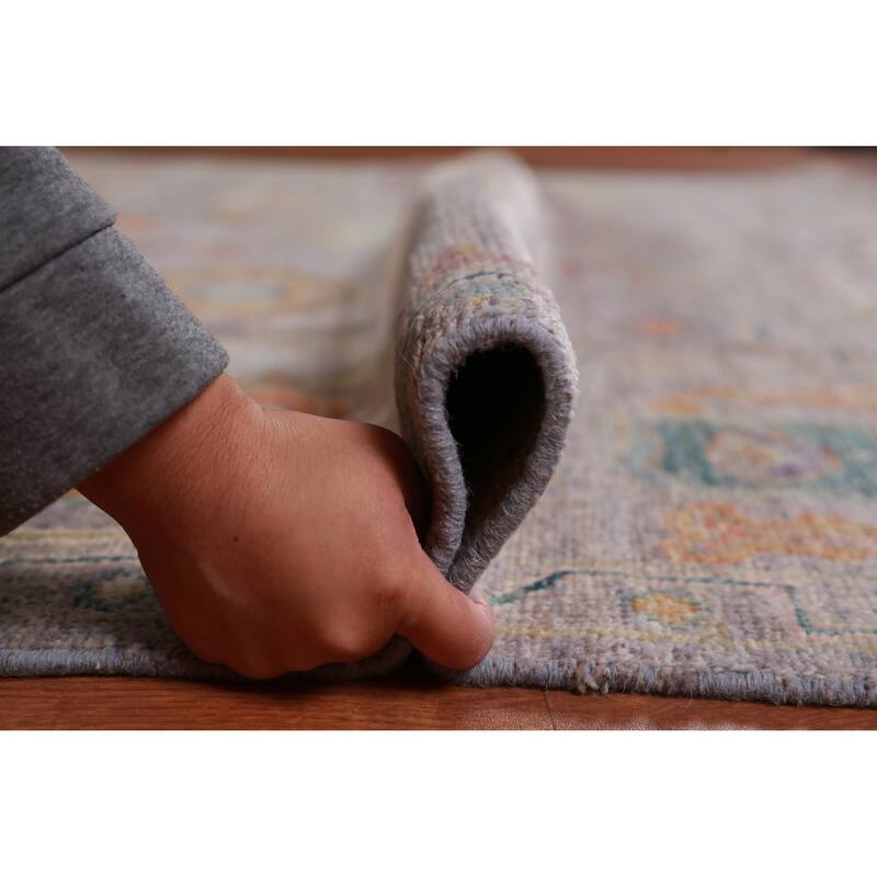 Hand Knotted Oriental 100% Wool Carpet Transitional All-Over Purples Oushak Area Rug - 9' 10'' X 8' 1''