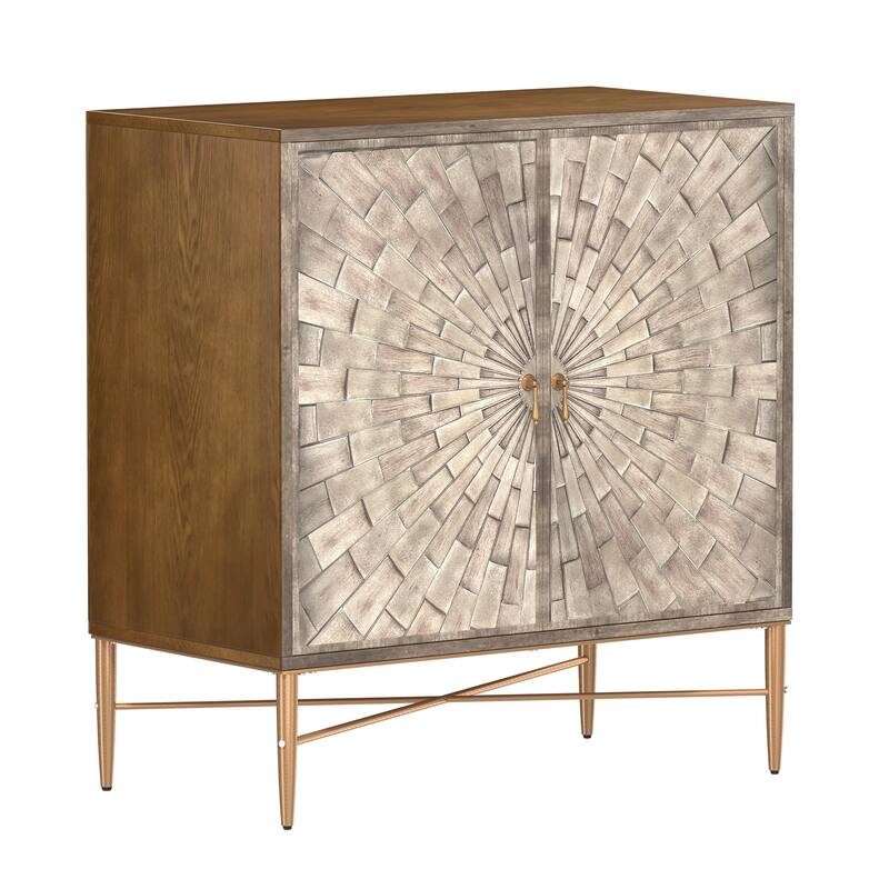 Clihome 2 Door Vintage Wood Buffet Storage Sideboard Accent Cabinet