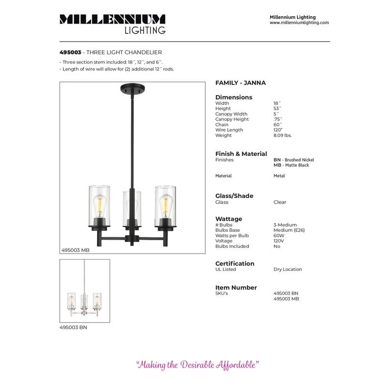 Millennium Lighting Janna Chandelier