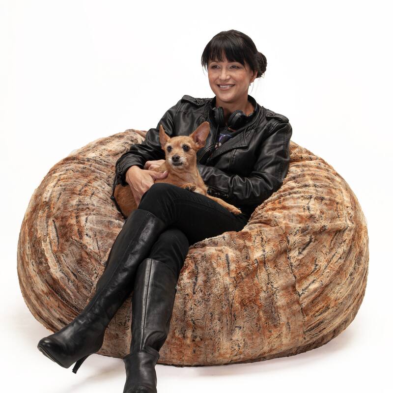 Jaxx 4' Foot Large Bean Bag Chair and Lounger for Teens and Young Adults - Luxe Faux Synthetic Fur