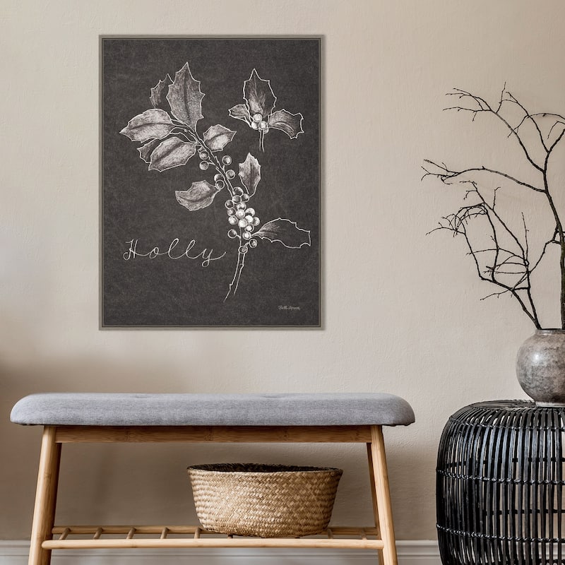 Black and White Chalkboard Christmas II by Beth Grove Canvas Art Framed - 23 x 30 in