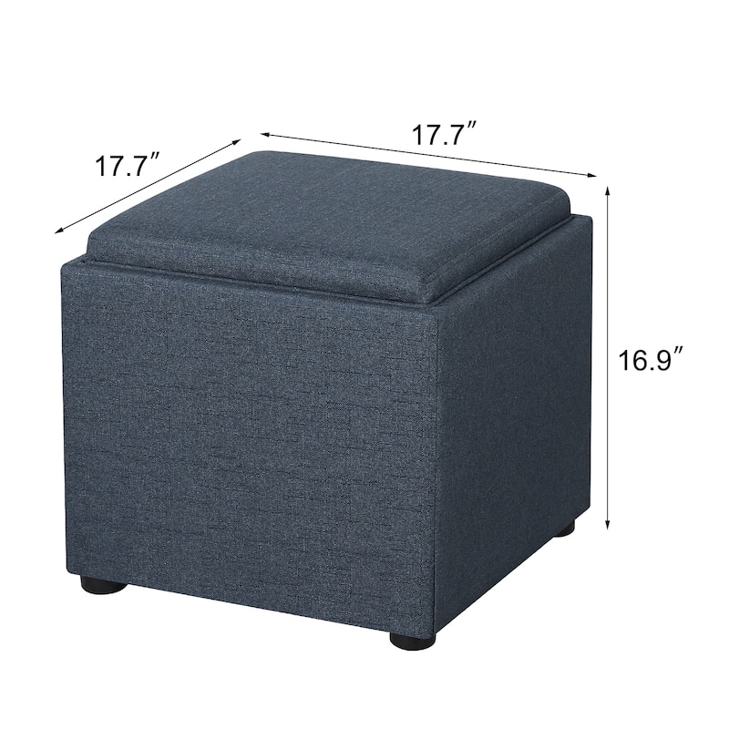 Adeco Storage Ottoman With Tray