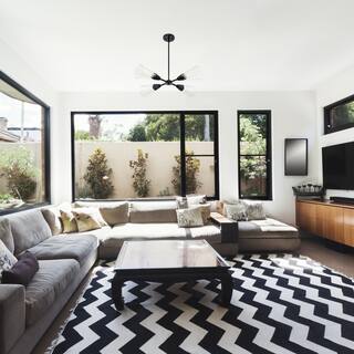 Norro 30 in. 4-Light Matte Black Modern Chandelier with Clear Glass Shades