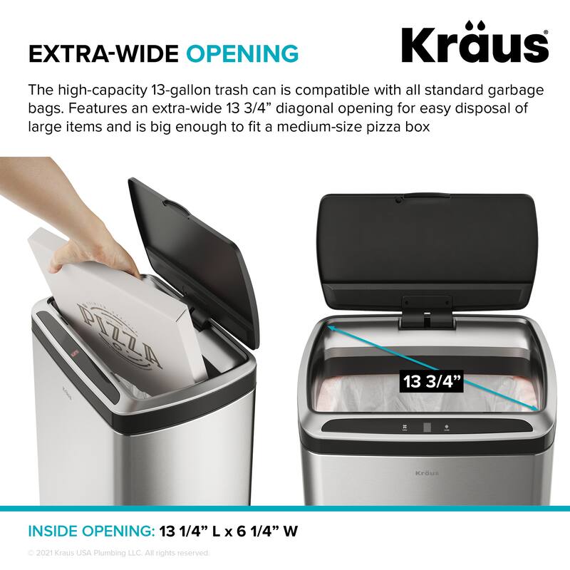 KRAUS GarbagePro Touchless Motion Sensor Stainless Steel Trash Can
