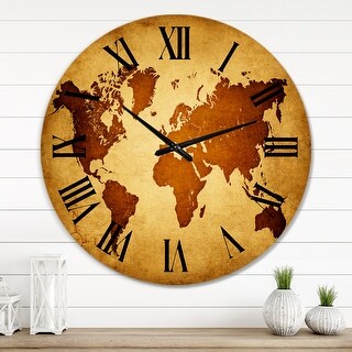 Designart 'Ancient Map of The World VI' Vintage wall clock - Bed Bath ...
