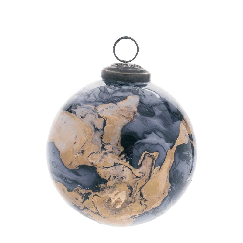 Marble Painted Glass Ball Ornament (Set of 6) - N/A