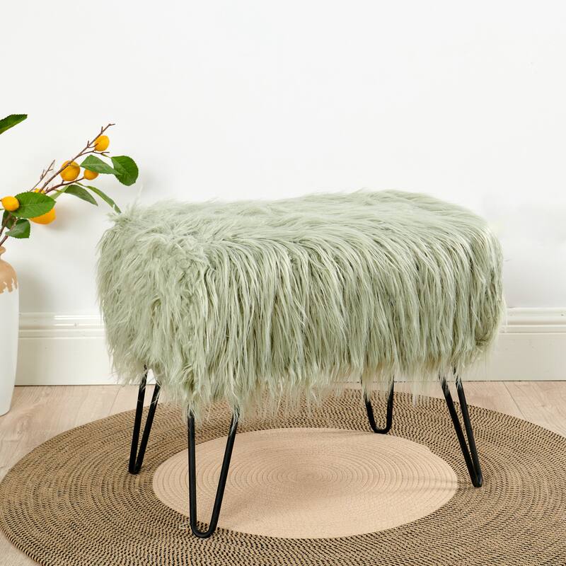 Mongolian Fauxfur Ottoman