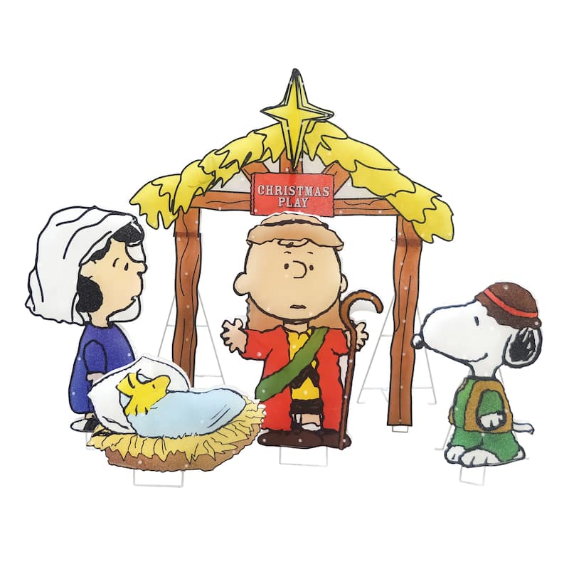 32" Peanuts 2D LED PreLit Yard Art Nativity Pageant 5pc Set