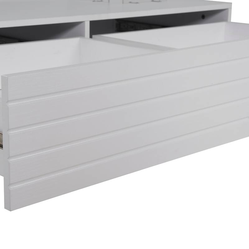 47.2" MDF LED Coffee Table with Multi-Color Lighting and Two Drawers
