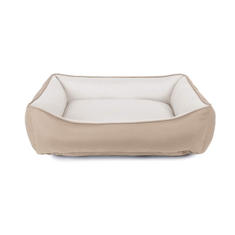 Sunbrella Indoor/Outdoor Reversible Double Sided, Cuddler Dog Bed with Bumper - 30x40 - Sand/Eggshell