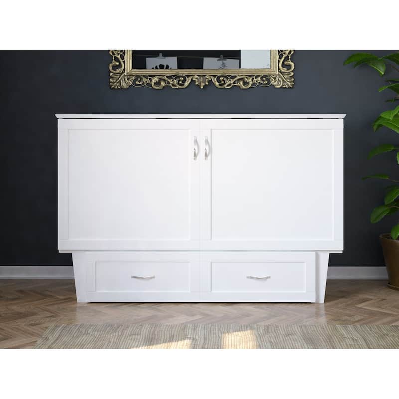 Monroe Queen Murphy Bed Chest with Mattress and Built-In Charger