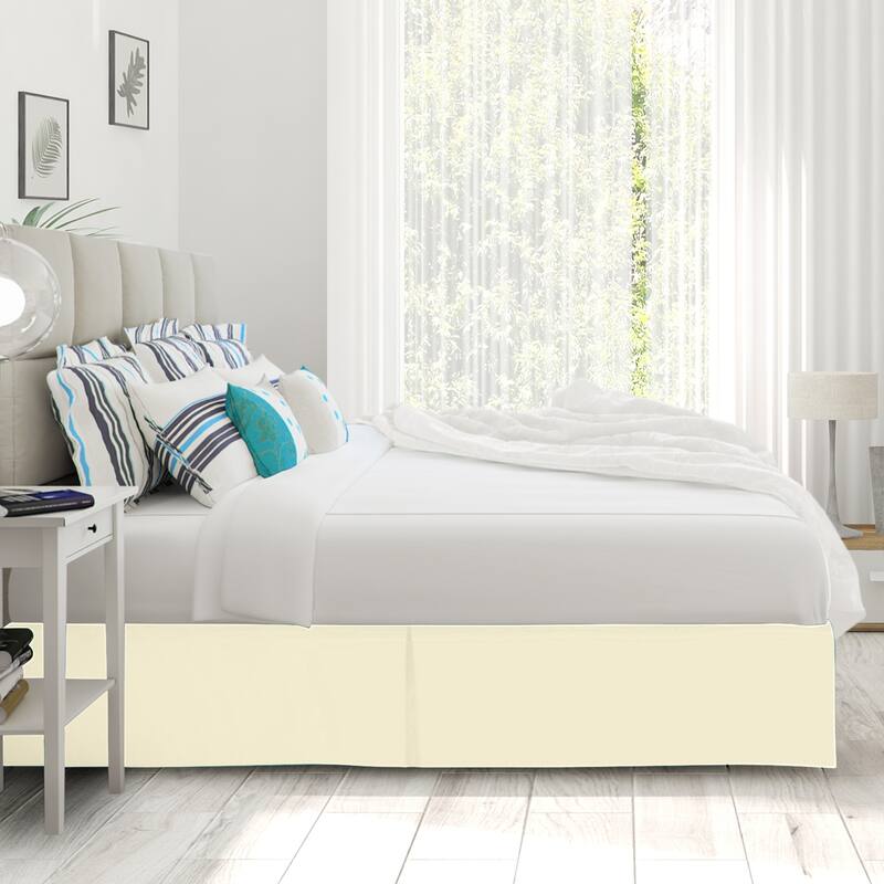 Clara Clark Pleated Bed Skirt-14 inch Tailored Drop - Soft Double Brushed Premium Microfiber Ruffle Bed Skirt - Includes 8 Pins