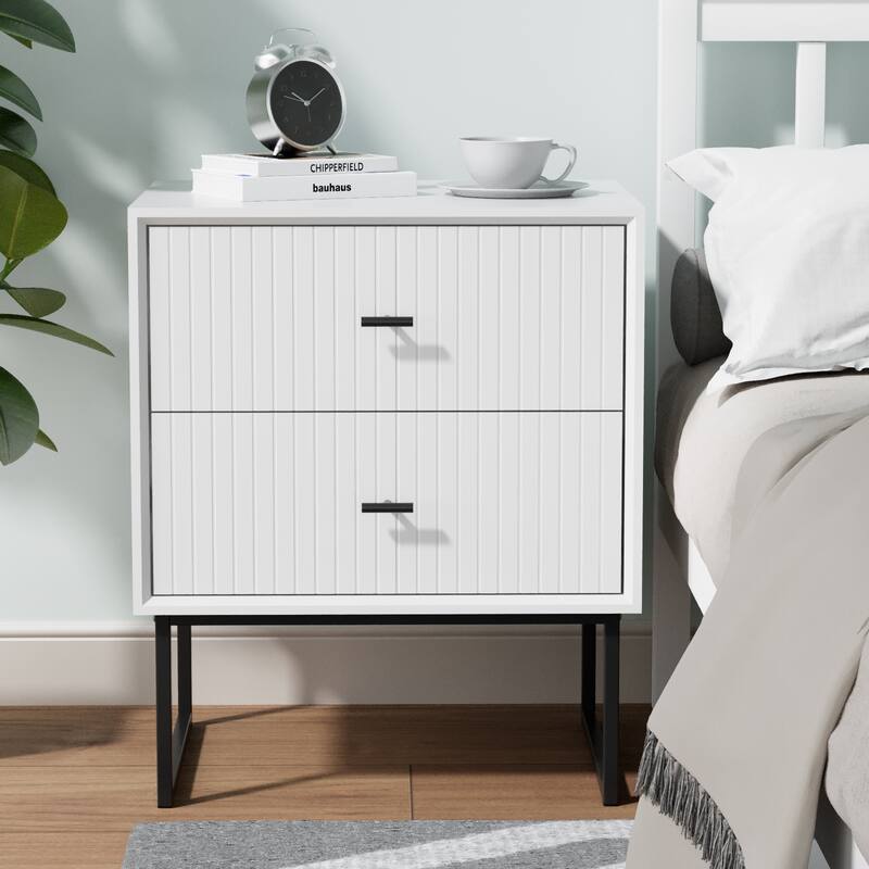 Nightstand Set of 2 with Metal Frame for Bedroom Living Room Bed Side Table
