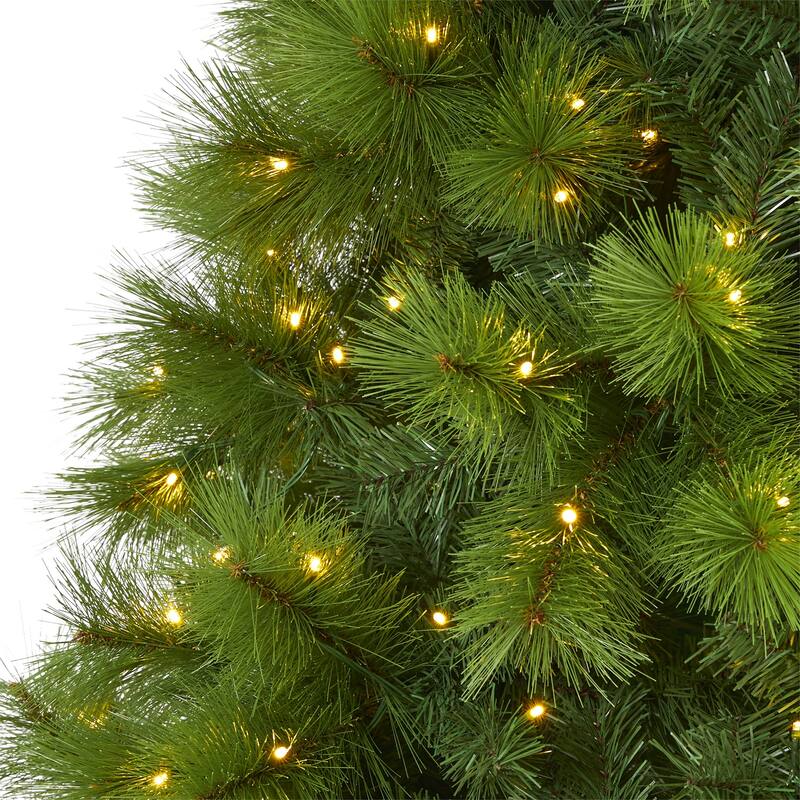 8Ft Artificial Christmas Tree with Lights - Full Scotch Pine Holiday Decor, Green Tree with Clear Lights - 96