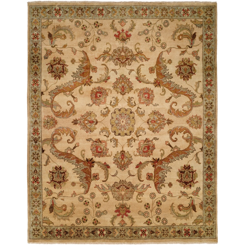 Transitional Brown Hand-Knotted Wool Area Rug