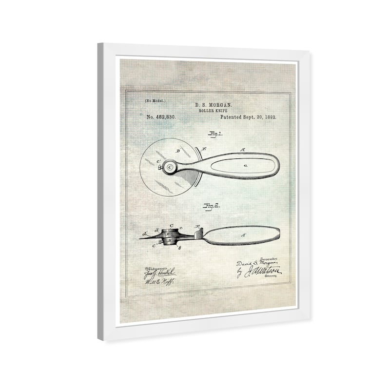 Wynwood Studio Prints Food and Cuisine Roller-knife 1892 White and Off-white Industrial Wall Art Canvas Print