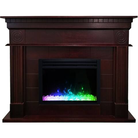 Hanover 47.8-In. York Electric Fireplace Mantel with Crystal Insert and Multi-Color Flame Display, Mahogany - 47.8 Inch