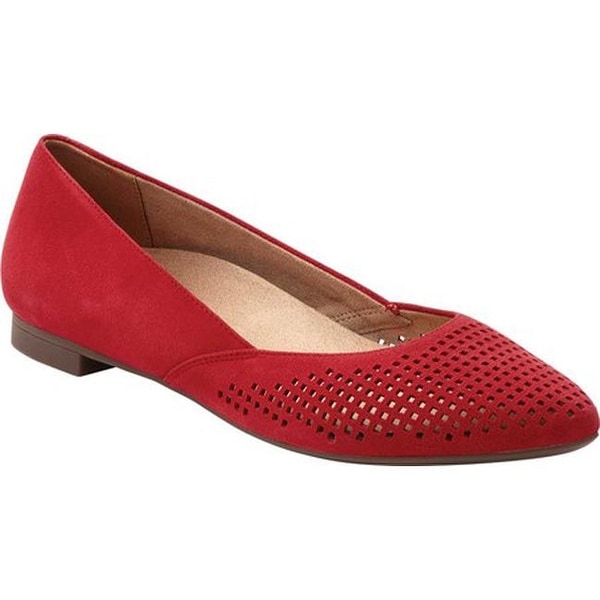 Posey Ballet Flat Red Kid Suede 
