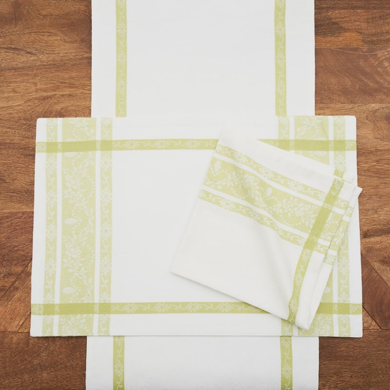 13" x 72" Rose Trellis Jacquard Peridot Table Runner - 13" x 72"