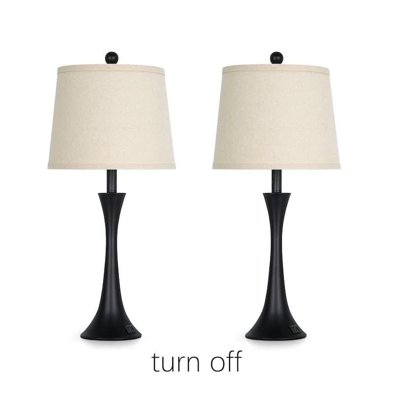 26" Orange Spot Glass Table Lamp with USB Charging Station & Touch Control (Set of 2) - 12'' x 12'' x 27.5''