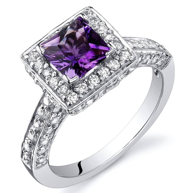 Sterling Silver 0.75 ct Amethyst Halo Ring
