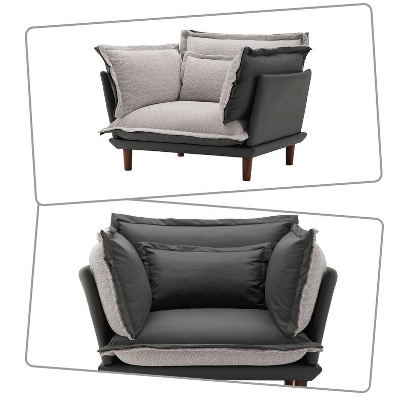 Modern Stylish PU and Chenille Fabric Upholstered Office Single Sofa Chair