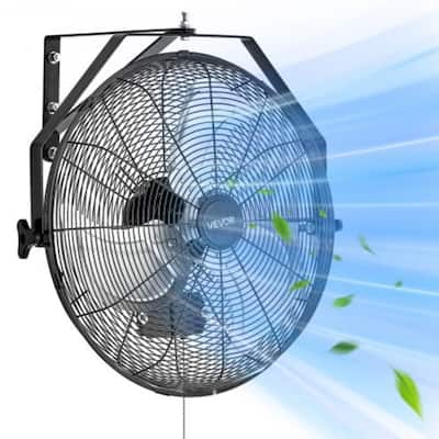 Industrial Wall Mount Fan 120W Metal Heavy Duty 4000 CFM 3-Speed Adjustable Cooling Fan - 22” x 22” x 7”