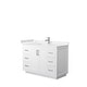 preview thumbnail 75 of 168, Miranda Single Vanity Set, Cultured Marble Top, No Mirror 48-Inch Single - White, Nickel Trim, Carrara Cultured Marble Top