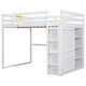 preview thumbnail 5 of 15, Wood Full Size Loft Bed with Built-in Wardrobe and Storage Shelves