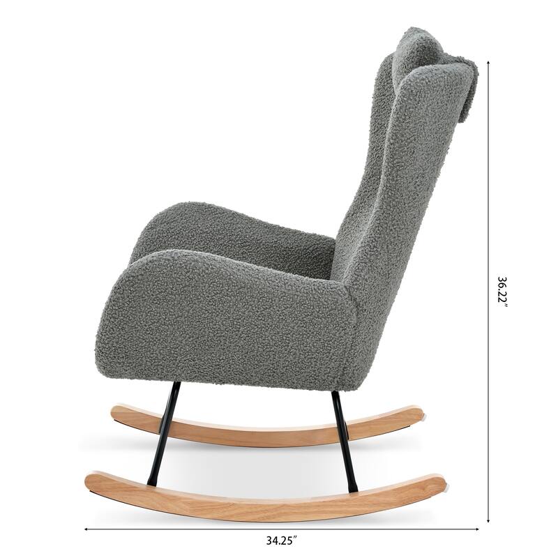26.38" High Back Rocking Chair with Pocket