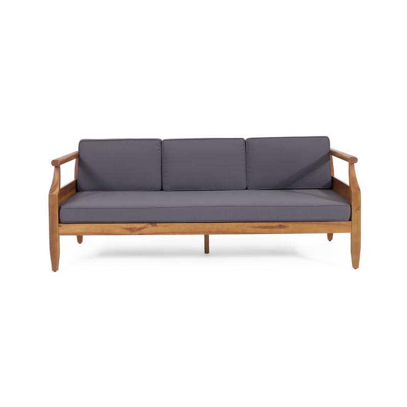 Aston Outdoor Acacia Wood 3 Seater Sofa by Christopher Knight Home