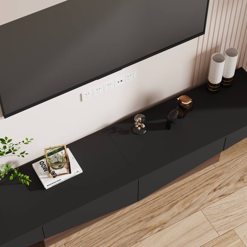 Modern Color Matching Entertainment center, 2 drawers, Black&White - 78.7"W