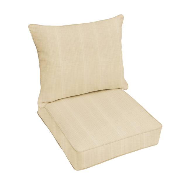 Sunbrella Indoor/ Outdoor Deep Seating Cushion and Pillow Set - dupione sand