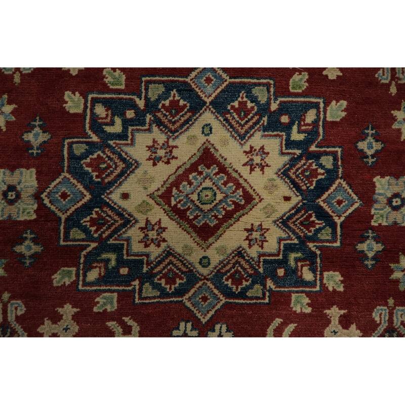 Hand Knotted Oriental 100% Wool Carpet Traditional Medallion Red Kazak Area Rug - 6' 5'' X 4' 0''