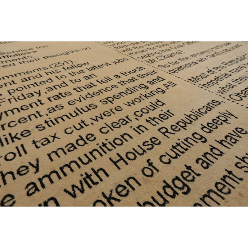 8x10'1'' Hand Knotted 250 KPSI Tibetan Ivory Wool Area Rug - 8' x 10' 1''