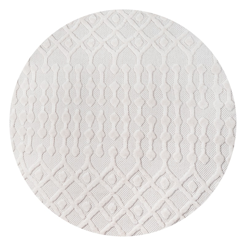 JONATHAN Y Portmany Moroccan Diamond Indoor/Outdoor Area Rug - 5' Round - Ivory