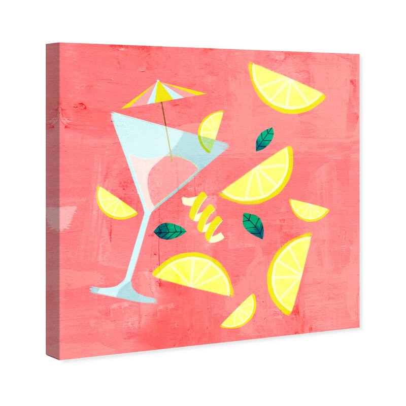 Wynwood Studio Canvas Drinks and Spirits Lemon Cocktail Orange and Coral Scandinavian Wall Art Canvas Print